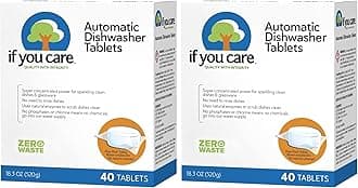 If You Care Dishwasher Tablets 40 Count - Powerful, Plant Based, Concentrated, Biodegradable, Natural Dish Cleaner Detergent, Dishwashing Soap Tabs (Pack of 2)