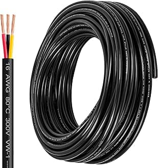 16 Gauge Wire 3 Conductor,16 AWG Electrical Wire Stranded PVC Cord Oxygen-Free Copper Cable,300 FT Tinned Copper Hookup Wire Cord for LED Lamp Lighting Strips Automotive (300FT, 16AWG-3C)…