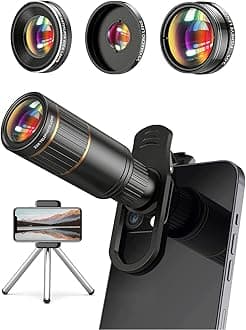 Phone Camera Lens Kit 4 in 1, COSULAN Attachment Lens for SmartPhone, 22X Telephoto Lens, 205° Fisheye Lens, 4K HD 0.67X Wide Angle Lens, 25X Macro Lens, Compatible with all iPhones and Android Phones