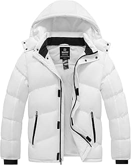 Men's Winter Puffer Jacket Windproof Quilted Coat with Removable Hood