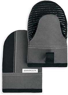 KitchenAid Kitchen Aid Beacon Mini Oven Mitt Set, 5.5"x8", Contour Silver/Black