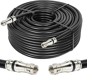RG11 Coaxial Cable - 150ft F Type, Low Loss, 14AWG, 75ohm, High Definition for CATV, Satellite, VHF/UHF, Radio, TV Antennas