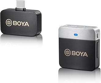 BOYA Wireless Lavalier Microphone 2.4GHz Duan Channel Wireless Micrrophone System with Transmitter and 1 Receiver for Camera iPhone Android Phone Video Recording YouTube Vlog Live Streaming (BY-M1V3)
