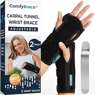 ComfyBrace Night Wrist Sleep Support Brace- Fits Both Hands - Cushioned to Help With Carpal Tunnel and Relieve and Treat Wrist Pain, (2 Pack/Night Brace, One Size Fits All) (Pack of 2)