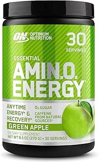 (ON) Amino Energy - Pre Workout With Green Tea, Bcaa, Amino Acids, Keto Friendly, Green Coffee Extract, 0 Grams of Sugar, Anytime Energy Powder - Green Apple, 270 G , 30 Servings