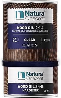 2 Component Wood Oil, 360 mL (12.17 fl. oz.), Easy to Apply, Very Low Odor, Wooden Surfaces Furniture, Dries Fast, Plant Based Wood Protect & Restorer, Clear