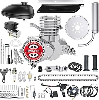 IMAYCC Bike Motor Kit 100cc Motorized Bike Kit 2 Stroke Gas Bicycle Engine Conversion Kit Fit for 26-28" Bikes (100CC Silver)