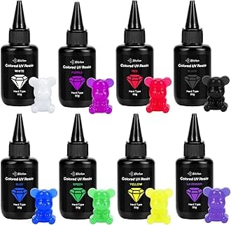 JDiction UV Resin, 8 Colors-240g UV Resin Odorless and Hard Rainbow UV Resin Kit for Jewelry Making, Colored Resin Casting and Coating, Crafts and Decoration