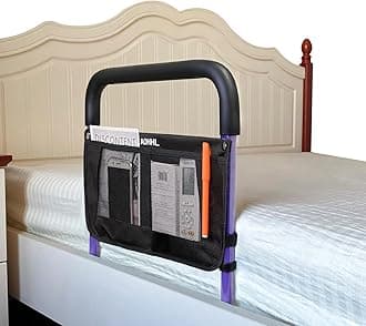 Bed Rails for Elderly Adults Safety Adjustable Heights Storage Pocket Assist Support Side Railings for Seniors Citizens Slides Under Mattressbed Cane Bed Guard Bed Handles Bars (purple)