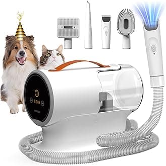 AIRROBO Dog Grooming Vacuum Kit - 12000Pa Strong Pet Hair Vacuum With 2L Capacity, 5 Grooming Tools, Quiet - PG100