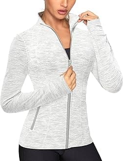 QUEENIEKEWomen Athletic Jackets Cottony-Soft Full Zip Slim Fit Workout Running Jacket with Pockets