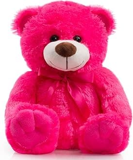 - Super Color Teddy Bear Stuffed Animals Plush Toy for Children Girlfriend Family Congratulations Baby Shower Birthday Hot Pink 14 inch