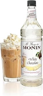 White Chocolate Syrup | Premium Syrup for Lattes, Mochas & More | Clean Label with No Artificial Flavors, No Artificial Preservatives (BPA-Free Plastic Bottle, 1 Liter)