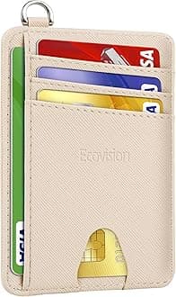 EcoVision Slim Minimalist Front Pocket Wallet, RFID Blocking Credit Card Holder Wallet with Detachable D-Shackle for Men Women