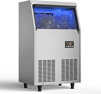 Commercial Ice Maker Machine, 200LBS/24H Under Counter Ice Maker with 35LBS Ice Storage,Stainless Steel Freestanding Ice Maker for Restaurant, Home, Bar, Office, Party, Outdoor Activities