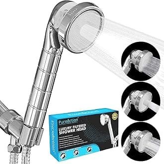 PureAction Luxury Filtered Shower Head with Handheld Hose - Hard Water Softener High Pressure Showerhead Filter - Removes Chlorine & Flouride For Dry Skin & Hair - SPA Showerhead Filter