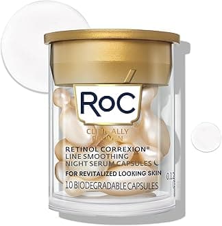 RoC Retinol Correxion Line Smoothing Night Serum Capsules, Daily Anti-Aging Skin Care Treatment, 10 Count