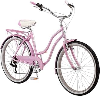 Perla Cruiser Bike, 26 Inch Bike for Women and Men, 7-Speed Beach Cruiser Bicycle, Linear Pull Brakes, Comfortable Quilted Seat, Upright Riding Position, Adult Bicycle