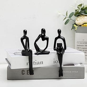 Home Decor Thinker Statue Accents, Set of 3 Thinker Sculptures Office Decor Modern Abstract Resin Decoration on Shelf Table Desk for Living Room Office Bedroom (Small Black)