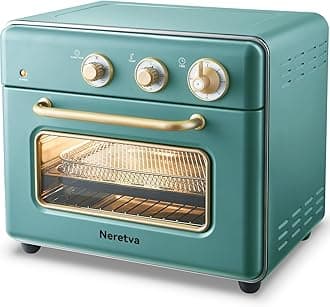 Neretva [21 QT& 6-in-1] Toaster Oven & Air Fryer, Compact Toaster Ovens Countertop with 5 Slices 1500W Rapid Heat Air Fryer Toaster Oven Combo Stainless Steel for Bake/Toast/Broil/Air Fryer/Defrost