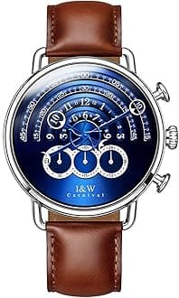 Luxury Men's Big Dial Chronograph Sapphire Glass Waterproof Quartz Black Leather Gold Watches