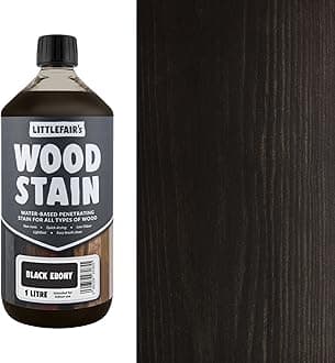 Littlefair's Wood Stain Water Based - 1 LTR - Indoor Furniture Stain Light & Dark Finishes - Special Non Toxic & Eco Friendly Formula - Wood Stain for Crafts - Colour: Black Ebony