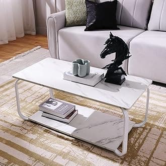 Rowan Coffee Table | Multifunctional Living Room Desk | Space Saving Center Table | Modern Design Furniture For Home, Living Room L 100 x W 48 x H 43 cm - White
