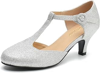 LIURUIJIA Women's T Strap Mary Jane Kitten Heels Pumps Vintage Low Heel Dress Shoes for Wedding Party Work Church