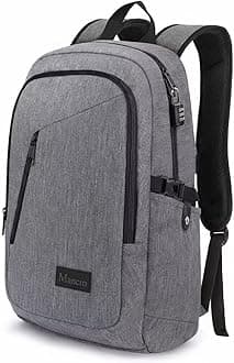 Mancro Laptop Backpack for Travel, Anti-theft Laptop Backpack for Men Business Backpack Work Daypack with Lock, Water Resistant Travel Computer Bag Daypack, Grey