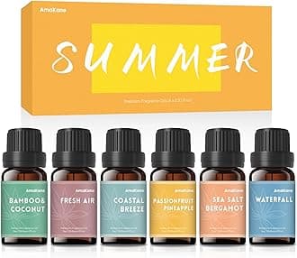 AmaKane Summer Essential Oils, Fragrance Oil for Soap Making, Candle Making Scents, Passionfruit Pineapple, Coastal Breeze and More, Diffuser Oils Scents for Home, Aromatherapy Oils 6x10 ml
