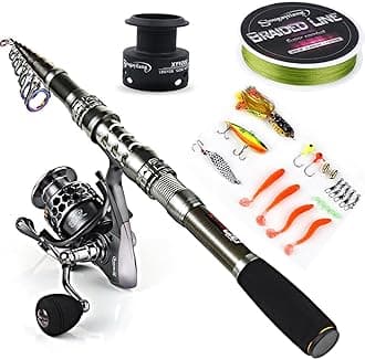 Sougayilang Telescopic Fishing Rod Reel Combos with Carbon Fiber Fishing Pole Spinning Reels and Fishing Accessories