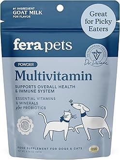 Fera Pet Organics Multivitamin Goat Milk Cat & Dog – Vet Created - Cat & Dog Multivitamin - Probiotics & Essential Vitamins & Minerals–60 Servings
