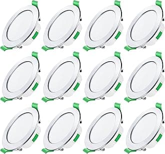 ALUSSOLED Recessed Spotlight Ultra Flat Dimmable 230V 7W Ceiling Spotlight 3000K 4000K 6500K Waterproof IP44 Adjustable Recessed Ceiling Light for Bathroom, Living Room, Pack of 12, Round, Chrome