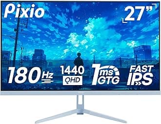 Pixio PX278 Wave Blue 27 inch 180Hz Refresh Rate Quad HD 1440p Resolution AMD FreeSync Fast IPS Panel 1ms GTG Response Time Built-in Speakers Gaming Monitor