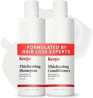Keeps Thickening Shampoo & Conditioner for Men - Anti-Thinning Hair Care Duo with Biotin, Caffeine & Saw Palmetto - Color-Safe Men's Volumizing Shampoo & Conditioner - DHT-Blocker - 8 Oz Each