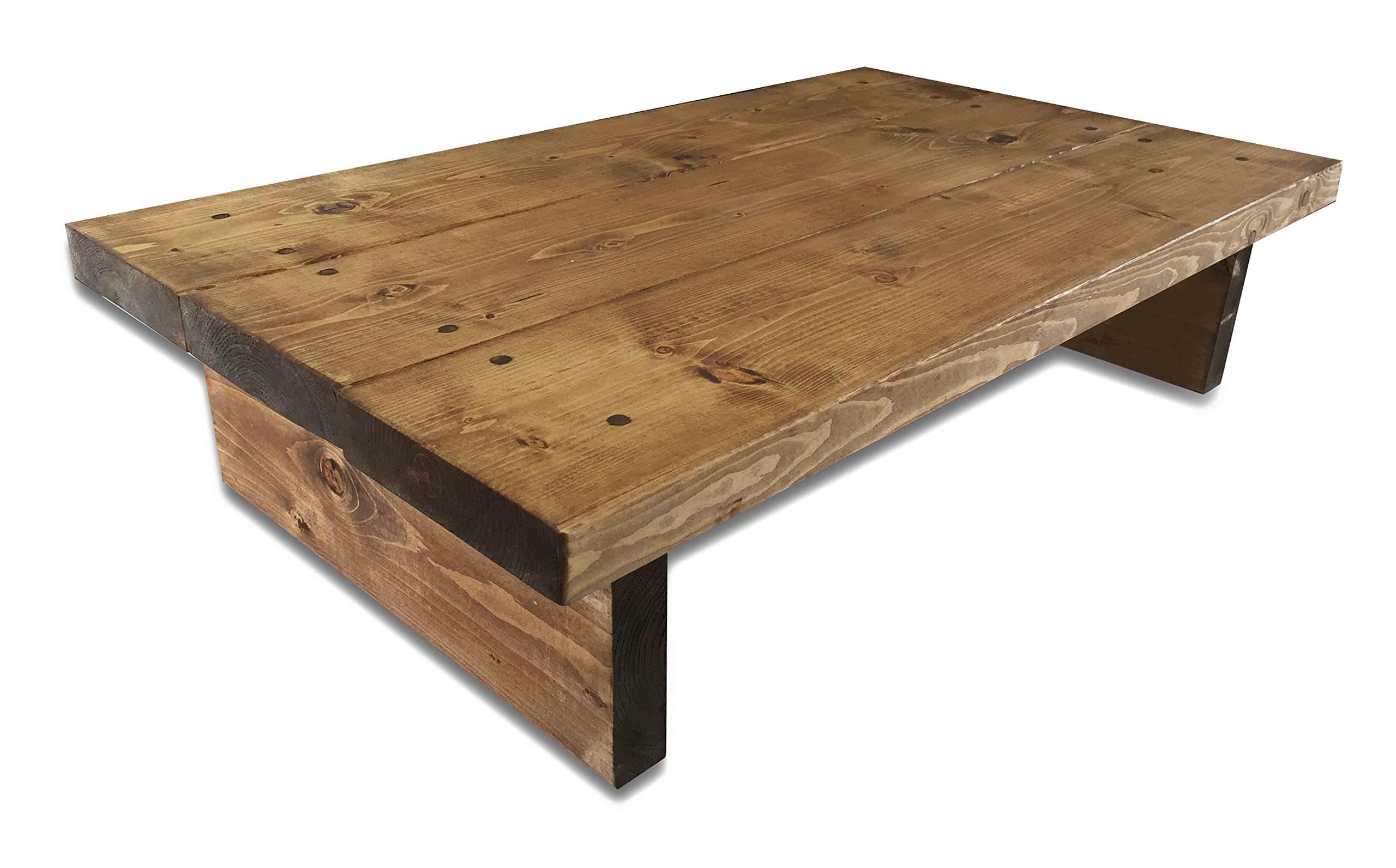 Solid Rustic Handmade Pine coffee table, finished in a Chunky Country Oak (Light Oak, 100cm x 60cm x 25cm)