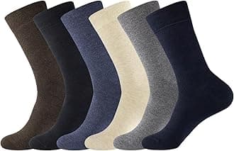 7DayOtter 98% Cotton 2% Lycra Rich Dress Socks for Business Mens Womens Casual Socks 6Pack