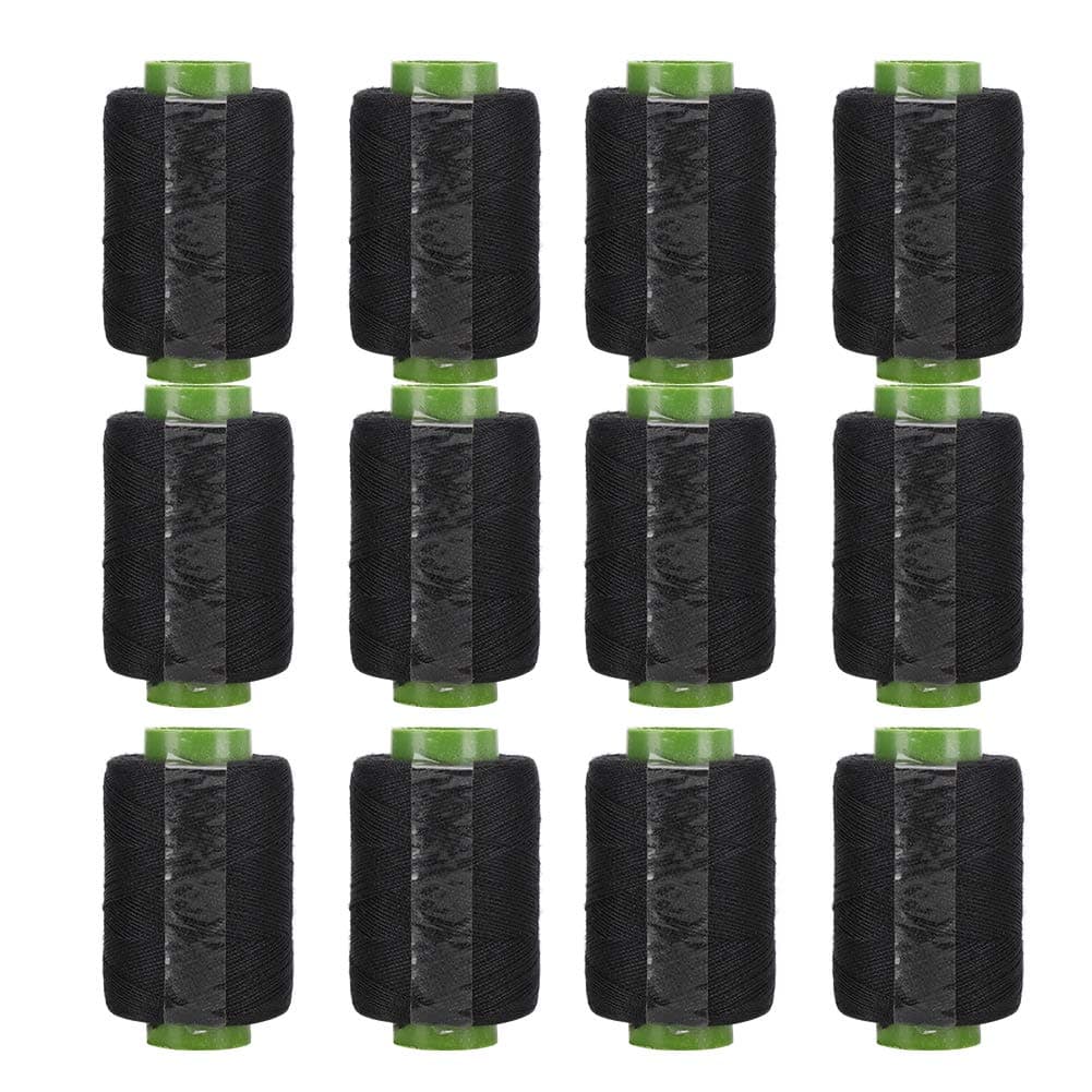 12Pcs Polyester Sewing Thread Black Spool 300m Thread Embroidery Polyester Thread Spool for Quilting Stitching Machine Hand Sewing