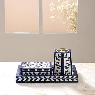 RITUALISTIC Bakhoor Set Perfect for Home fragrances | Stylish Home décor | Traditional dhoop Dhani | Puja Essentials | Arabic Incense Holder with Storage and Multipurpose Tray | Blue