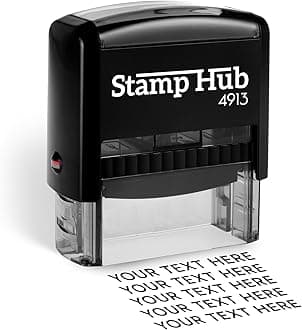 Self Inking Personalized Stamp - Up to 5 Lines, Custom Return Address, Customizable Office Name Rubber- Easy to Change Ink Cartridge, Multiple Ink Color Options - Large