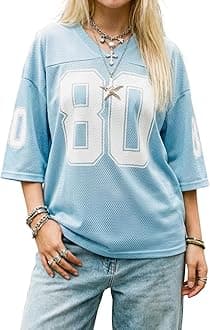 Womens Graphic Tees - Oversized Jersey Summer Top Jersey Top Coquette Clothes Y2k Streetwear Short Sleeve Shirts