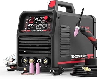 YESWELDER 200A AC/DC Aluminum Tig Welder with Pulse Large LED Display, Digital Inverter STICK/TIG 110/220V Dual Voltage TIG Welding Machine TIG-200P ACDC