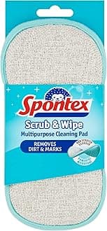 Scrub & Wipe Cleaning Pad | Microfibre Cloth Side & Non Scratch Scourer Side | Versatile & Reusable Cleaning Products | 1 Count