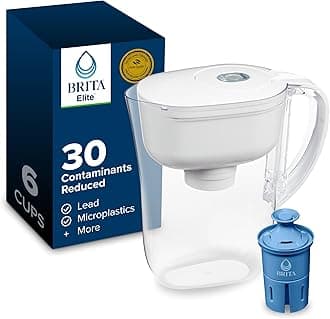 Water Pitcher, Metro Elite Filter, Removes 99% of Lead, Includes 1 Filter, 6-Cup Capacity, White