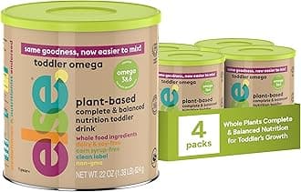 Else Nutrition Plant‑Based Toddler Formula 12–36 Months – Omega 3 & 6, Dairy & Lactose Free with Almond Butter, Buckwheat, Prebiotics, 20+ Vitamins & Minerals | Gentle Digestion (22oz,Pack 4)