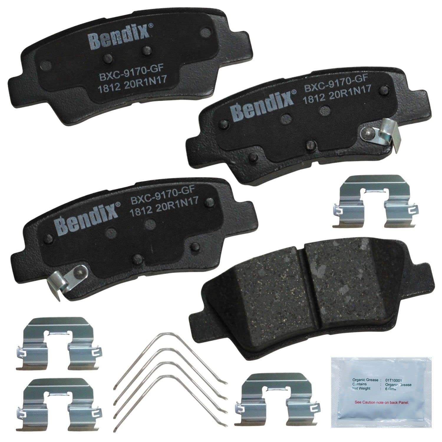 Bendix Priority1 CFC1812 Ceramic Rear Brake Pads for Select Models Hyundai Accent, Elantra, Elantra Coupe, Ioniq, Venue, Kia Niro, Optima, Rio, Rondo