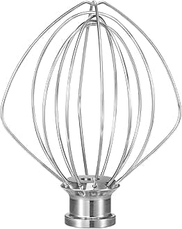 K45WW Dishwasher Safe Wire Whip Attachment 6 Wire Whisk Upgrade Real Stainless Steel Fits KitchenAid Tilt-Head Stand Mixer for Egg Heavy Cream Beater, Cakes Mayonnaise