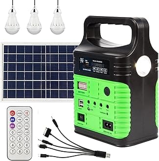 Portable Power Station,Solar Generator with Panels included,LiFePO4 Lithium Battery Pack Small Solar Powered Generator with DC/USB Outlets,LED Flashlight for Home Use,Outdoor Camping Quiet(Green)