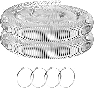 Amylove 6 Inch, 10 ft Heavy PVC Dust Collection Hose, Flexible Clear PVC Fume Hose with Stainless Steel Wire Coil and Clamp, Puncture Resistant Vacuum Fittings Dust Collector Accessories
