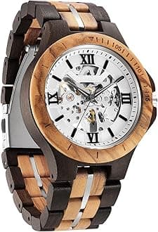 Wooden Watch for Men Women, Stylish Chronograph Military Casual Calendar Wood Watches